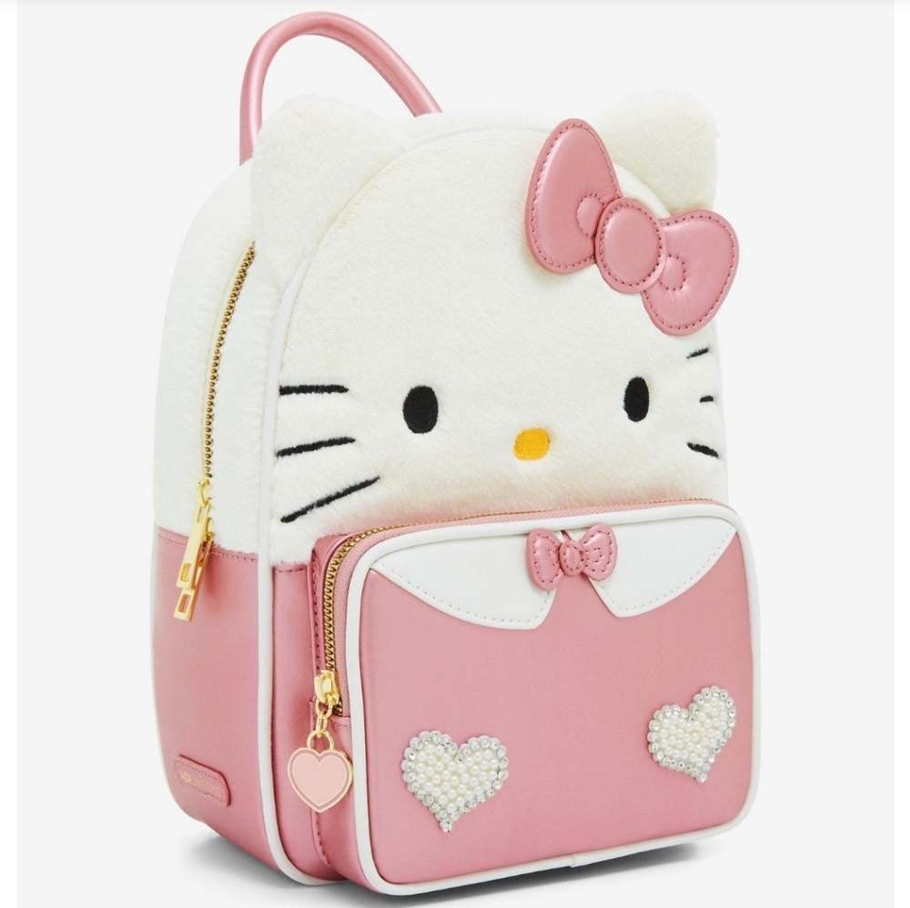 Her Universe Hello Kitty Rhinestone Fuzzy Mini Backpack - Picture 2 of 7